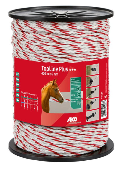 Cordelette de clôture TopLine Plus - blanc/rouge