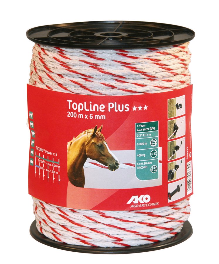 Cordelette de clôture TopLine Plus - blanc/rouge